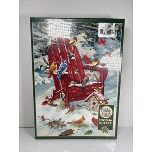 Sealed Cobble Hill 1000 PC Jigsaw Puzzle Winter Scene Adirondack Chair and Birds